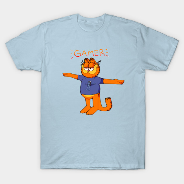 Gamer Garfield [Crazy Frog T Pose] Garfield TShirt TeePublic